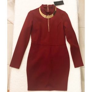 Lac Bleu Burgundy Bobycon dress Size S dress